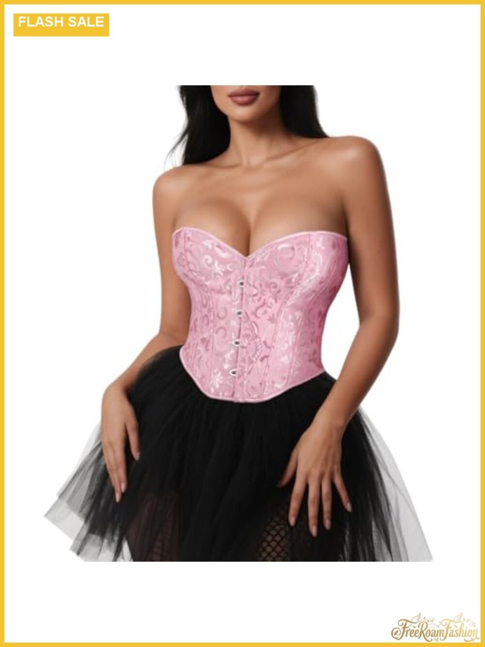 Women's Lace Up Overbust Corset Top Bustier Shapewear Cosplay Costume
